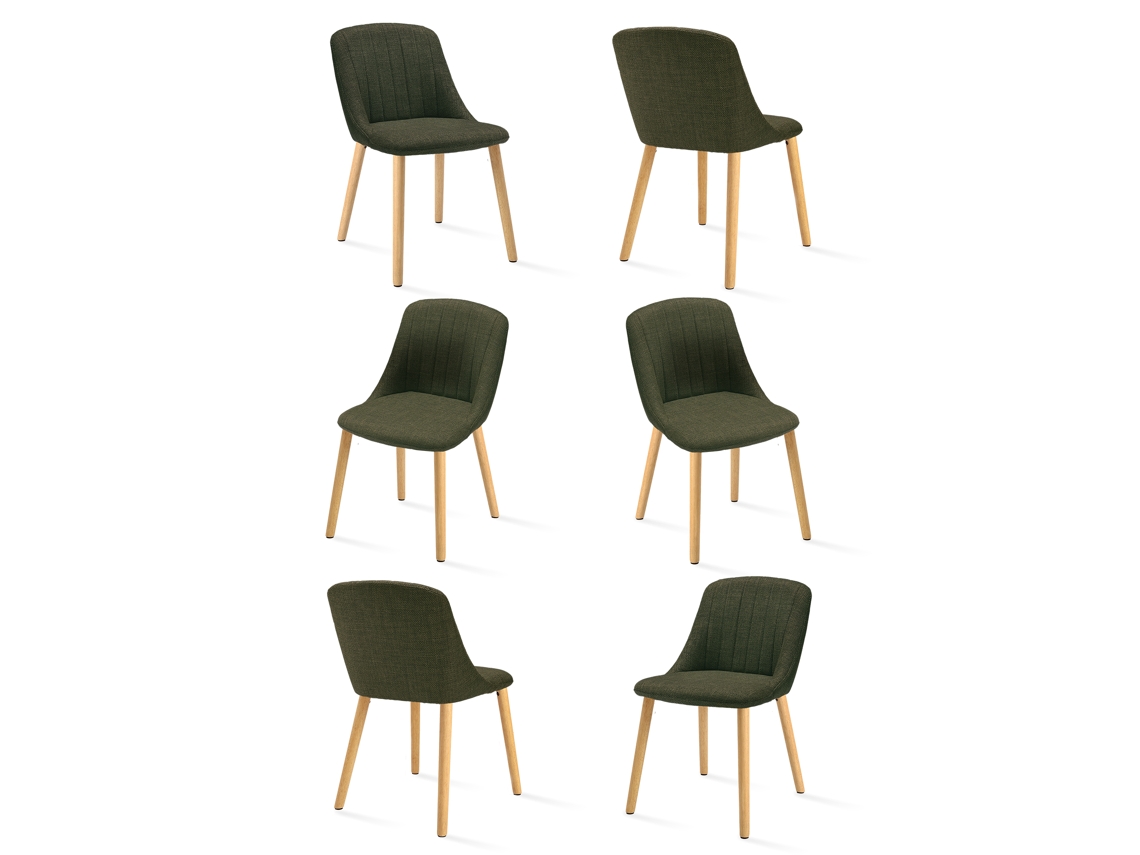Sillas De Comedor Goeurvant 993(pack De 6, Verde Oliva, Tela)