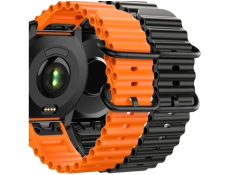 Correa Ocean Waves para Garmin Fenix 7 Zafiro Solar Naranja y Negro Pack 2X VEANXIN