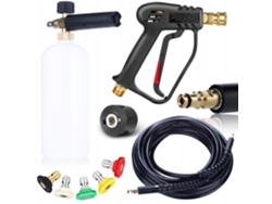 Pistola pulverizadora + manguera de 1 m + cañón de espuma | 5 boquillas | 2 bares | Compatible con hidrolimpiadoras Kärcher K2-K7