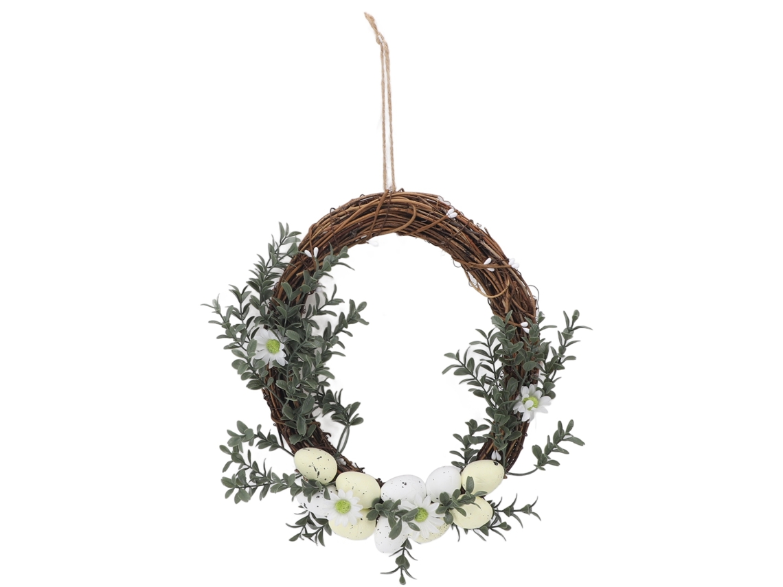Corona De Pascua Artificial Con Huevos Simulados Para La Puerta Principal, Ceremonia De Boda O Decoración.