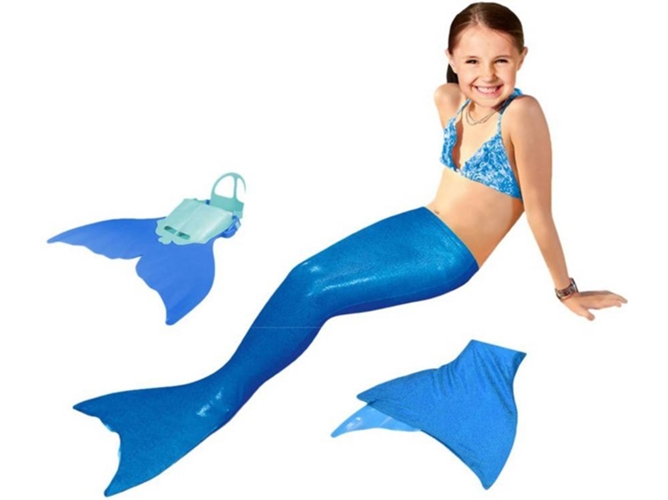 Disfraz de Niña DISFRAZZES cola de Sirena (Talla 31 - 37 Infantil - Azul)