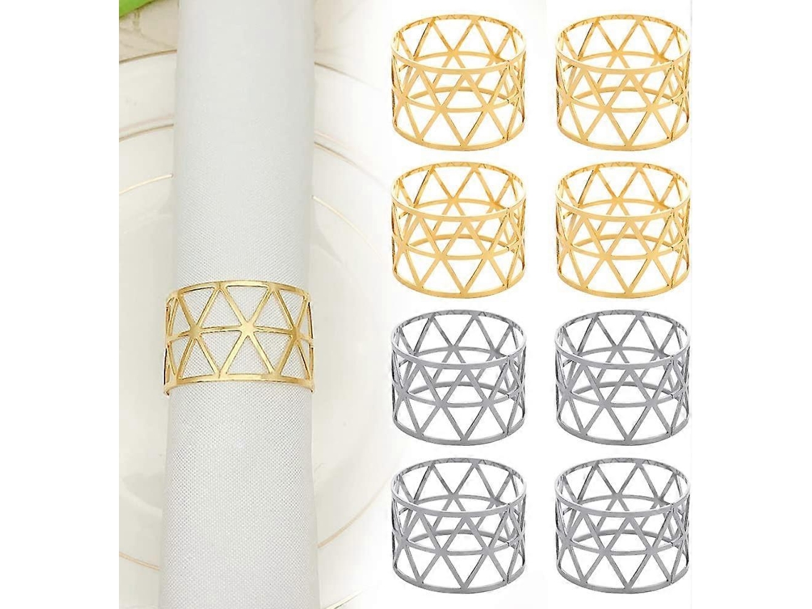 Rebe-8 Anillos De Servilleta De Metal Reutilizables 45mm Hollow Durable Para Banquete Boda Fiesta Cumpleaños Oro Y Plata