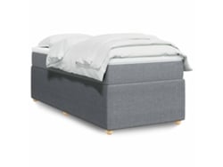 Cama Box Spring Con Colchón Tela Gris Claro 100x200 Cm