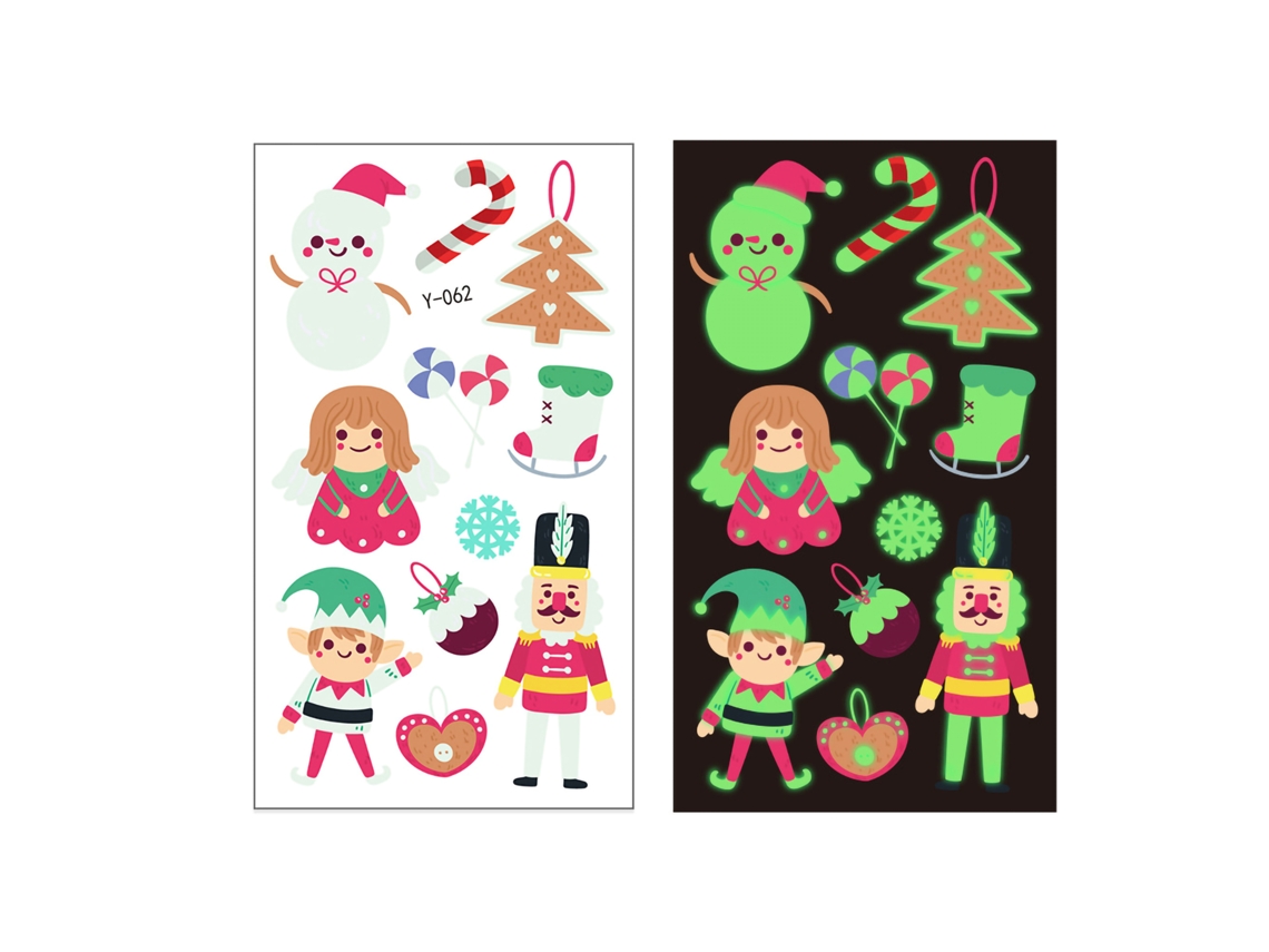 Tatuajes Temporales Luminosos Navideños Para Niños Cara Cuerpo Fiesta Decoración