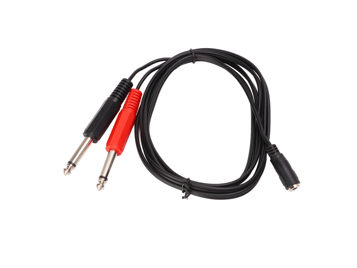Cable adaptador estéreo mono dual de 1,5 m (con conector hembra de 3,5 mm a conector macho de 6,35 mm)