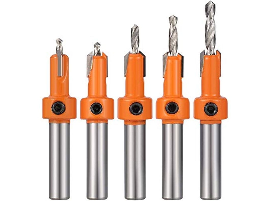 Set De Brocas Para Madera, 5 Piezas De Brocas De Avellanado Hss Para Taladrar Madera Plástico Metales Suaves 8mm