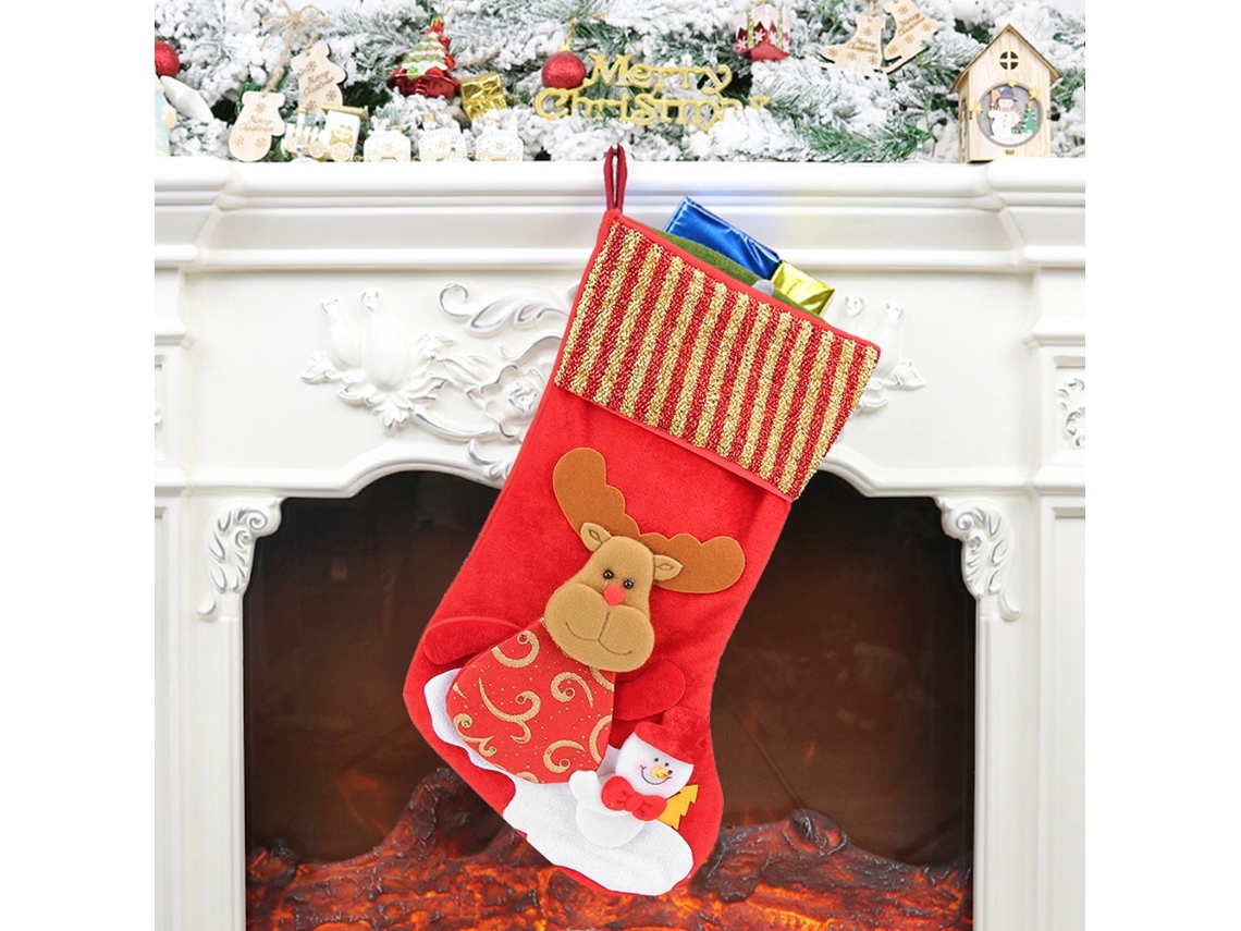 Bolsa de regalo navideña con forma de ciervo para decoración de pared