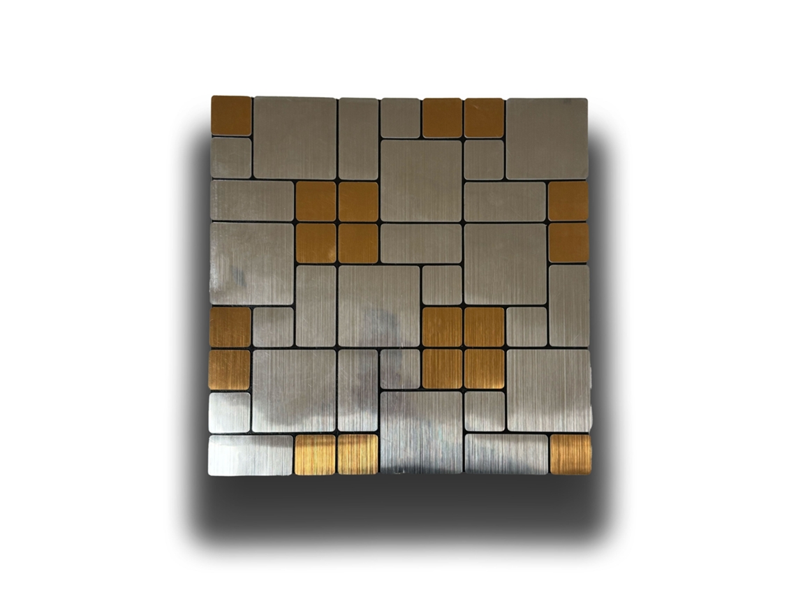 Azulejos autoadhesivos acústicos y aislantes 3D para mascotas, 30 x 30 cm (4 mm de grosor), mosaico dorado y plateado