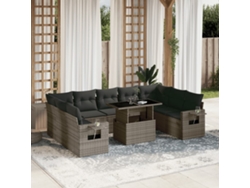 Conjunto de sofás de jardín de 10 piezas DKD Home Decor con cojines de mimbre gris