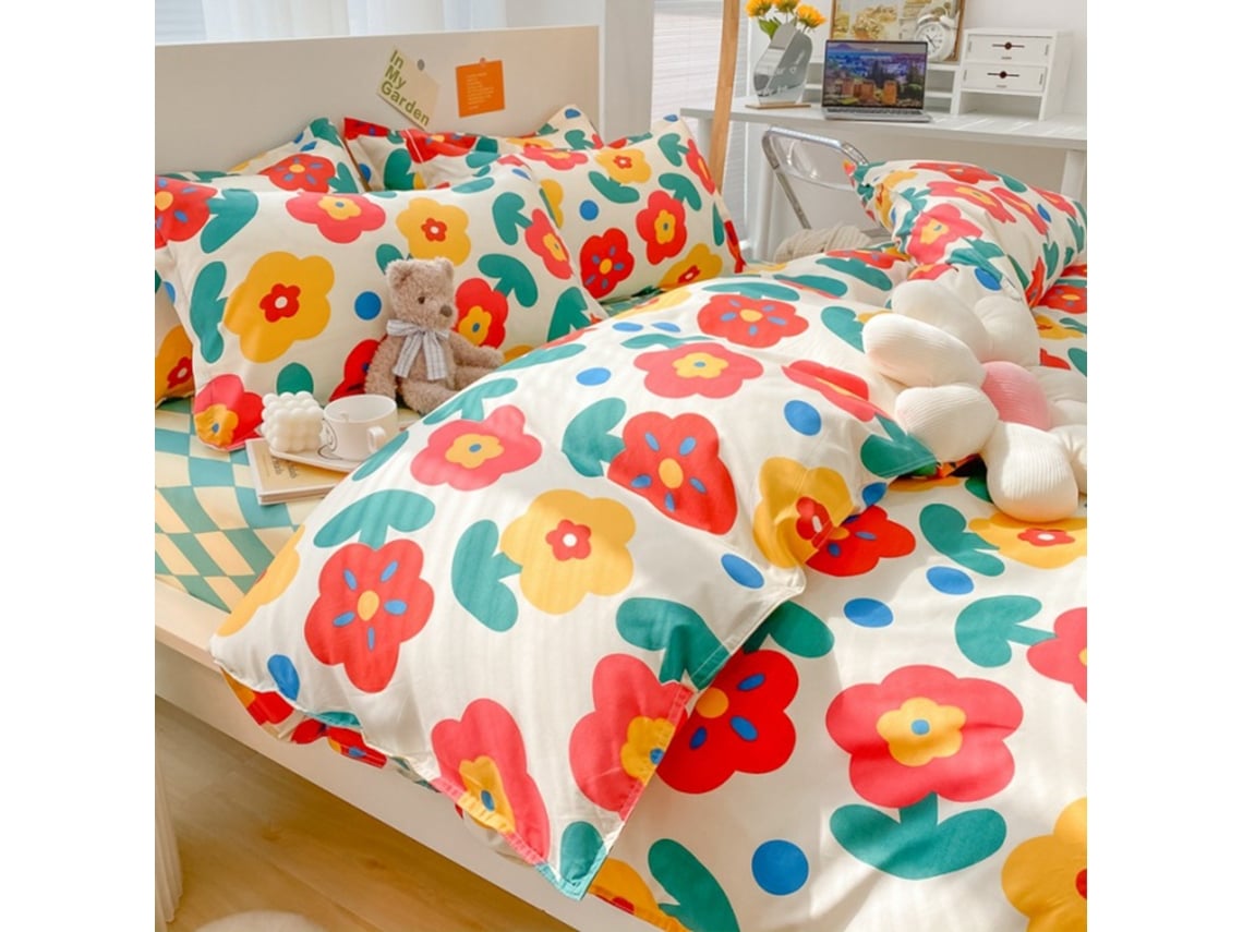 2026-set De Cama 4 Piezas De Algodón Suave Y Transpirable Estilo Simple Para Dormitorio Completo