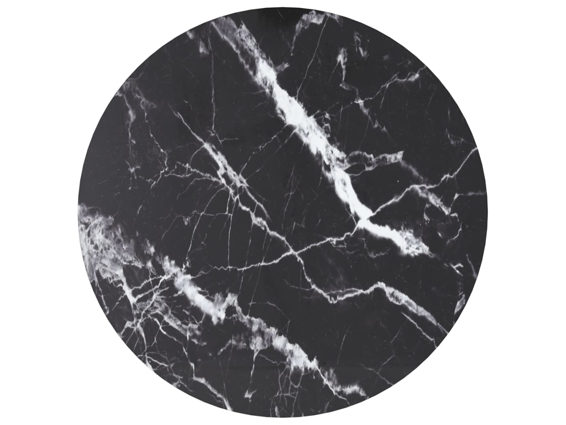 Tablero de mesa Ø70x0,8 cm Cristal templado Diseño Mármol Negro DKD HOME DECOR