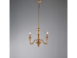 Lucca - Araña Antigua De Madera Dorada 3 Luces 108 - Ø41 - Bl271-3-or