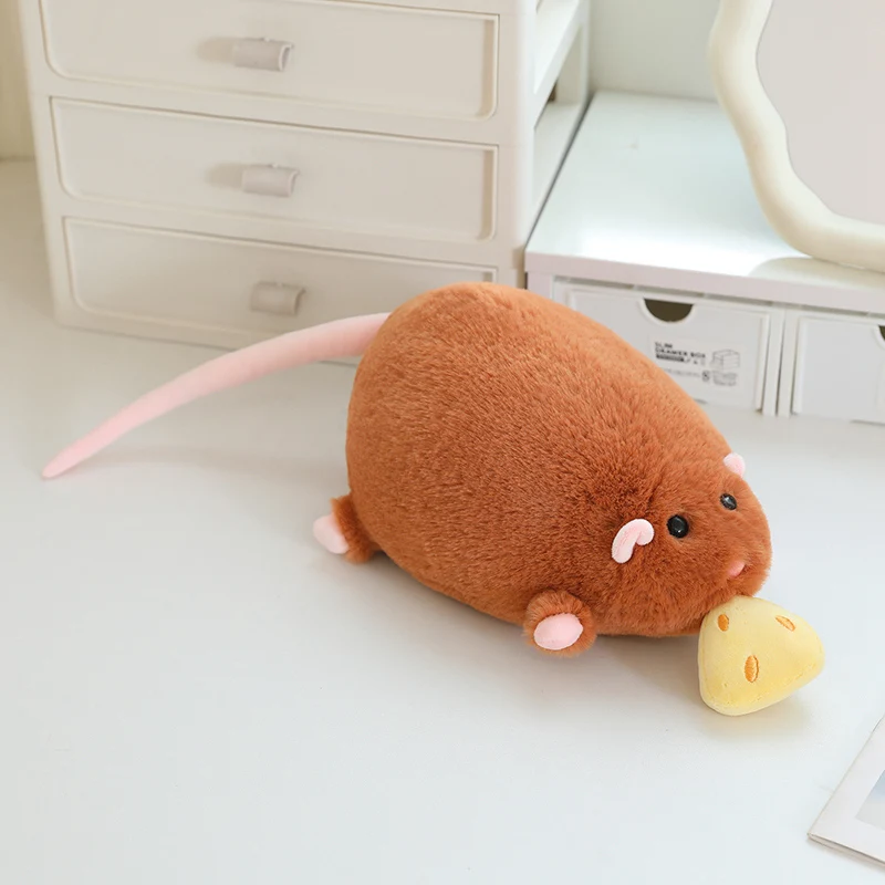 (naranja, 40 Cm) Lindo Y Adorable Peluche De Un Ratón Robando Queso.