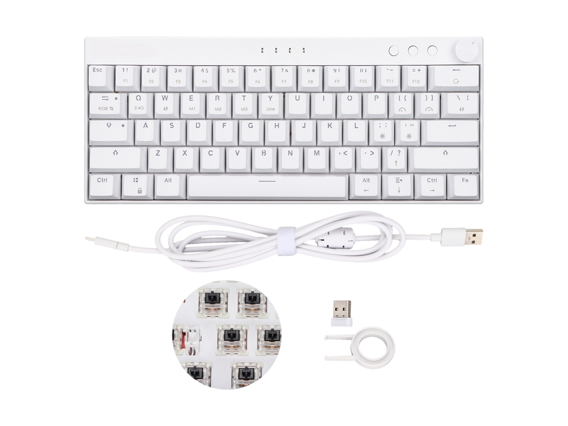 Teclado Mecânico 61 Teclas Sem Fio 3 Modos Rgb Backlight Interruptor Preto Para Gaming E Escritório