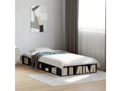 Estructura De Cama Madera De Ingeniería Negra 90x190 Cm