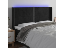 Cabecero Con Led De Terciopelo Negro 203x16x118/128 Cm