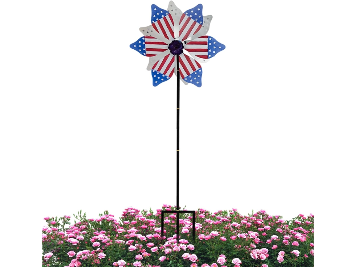 Molinillos De Viento Para Jardín Molinillos Patrióticos Con Postes De Soporte, Molinillos De Jardín Para Exteriores,
