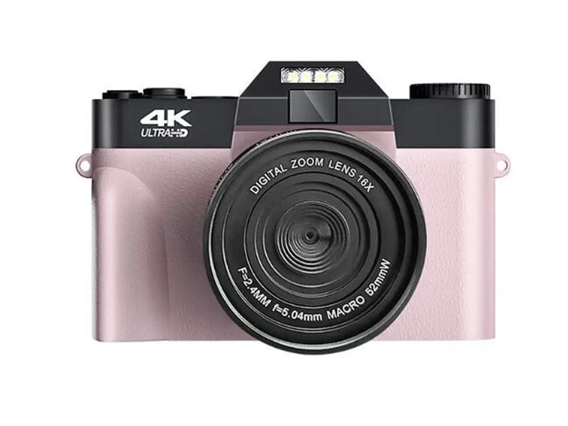 Cámara digital SZSMART DC08 4K F2.4 16X multiplicación Pantalla de 3 pulgadas Regalo de cumpleaños rosa