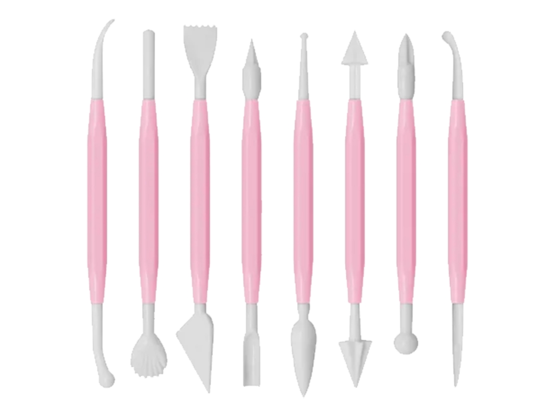 Juego De 8 Herramientas De Plástico Resistente Para Modelar Fondant Con Cabezal Desmontable Para Pasteles.