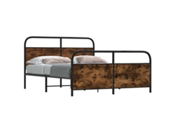 Estructura De Cama Sin Colchón Metal Roble Ahumado 183x213 Cm