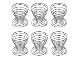 6 Tazas Para Huevos De Acero Cepillado Con Resorte Espiral