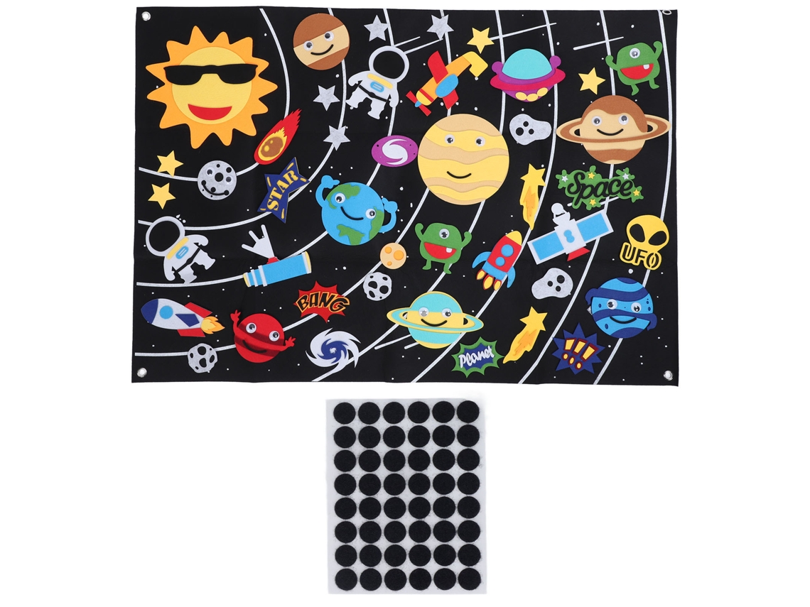 Juego Educativo: Tablero De Fieltro Del Sistema Solar Para Armar, 45 Piezas, Narración De Historias Espaciales
