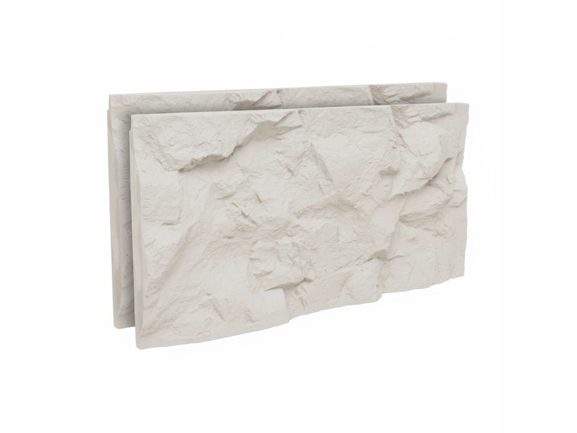 Conjunto de 2 paneles decorativos de pared 3D Rushmore de 120 x 60 x 9 cm con efecto piedra en PU Cashmere Frankystar
