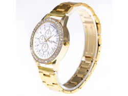 Reloj De Pulsera Para Mujer Luxury Zhoulianfa Oro Strass Cuarzo Correa Acero Casual