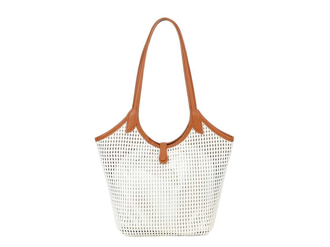 Bolso De Mano Cabas Para Mujer Efecto Rafia Chic Con Asas Largas
