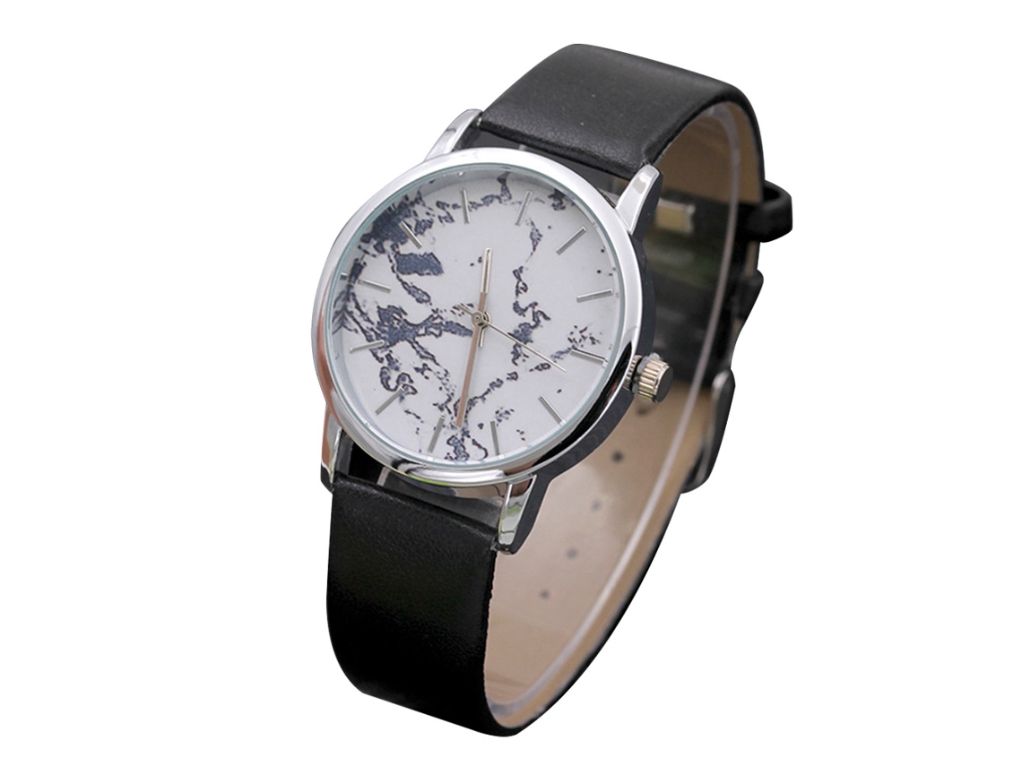 Reloj Analógico De Cuarzo Para Mujer Con Correa De Pu Y Esfera Redonda - Regalo De Moda - Negro