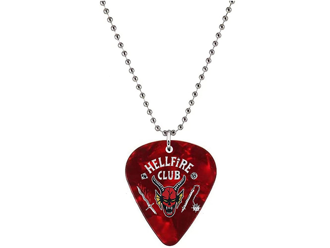 Collar con pinchos de guitarra Bjww con pinchos grabados, collar de cadena de metal, regalo para amantes de la música
