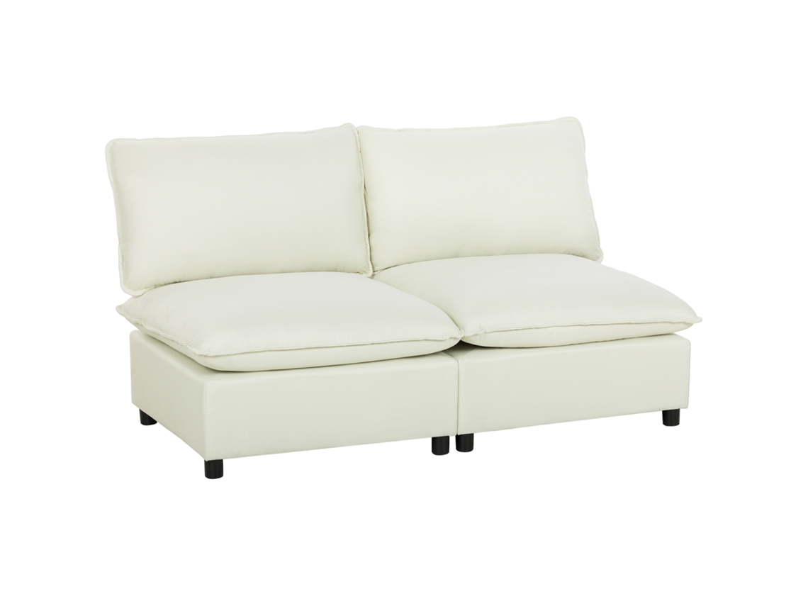 Sofá modular VISTA, de 2 plazas, 146 cm, sin brazos, con asiento ancho, cojines gruesos, color crema.