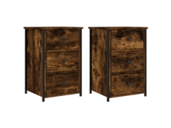 Maison Exclusive - Mesitas Noche 2 Uds Madera Ingeniería Roble Ahumado 40x36x60 Cm