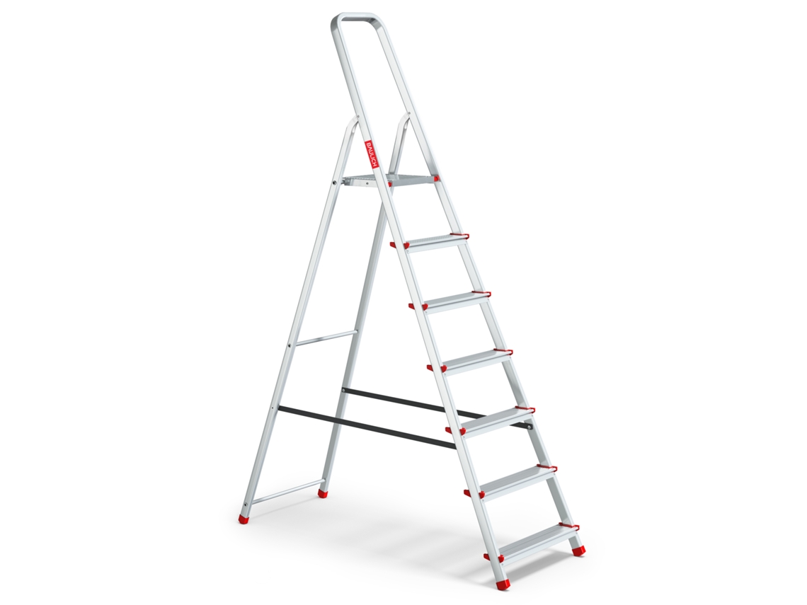 Escalera Doméstica De Aluminio Con 7 Peldaños, Plegable, Capacidad De 125 Kg, Baulich