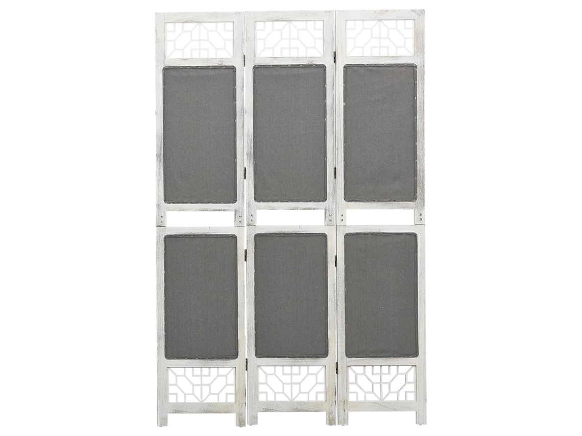 Biombo Divisor De 3 Paneles De Tela Gris 105x165 Cm