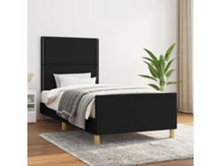 Estructura De Cama Sin Colchón Tela Negro 90x200 Cm