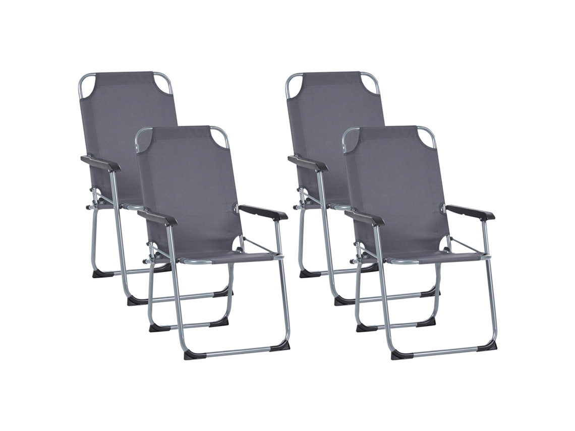 Conjunto de 4 Sillas de Jardín Beliani Galatsi de Acero Gris 52x55x88