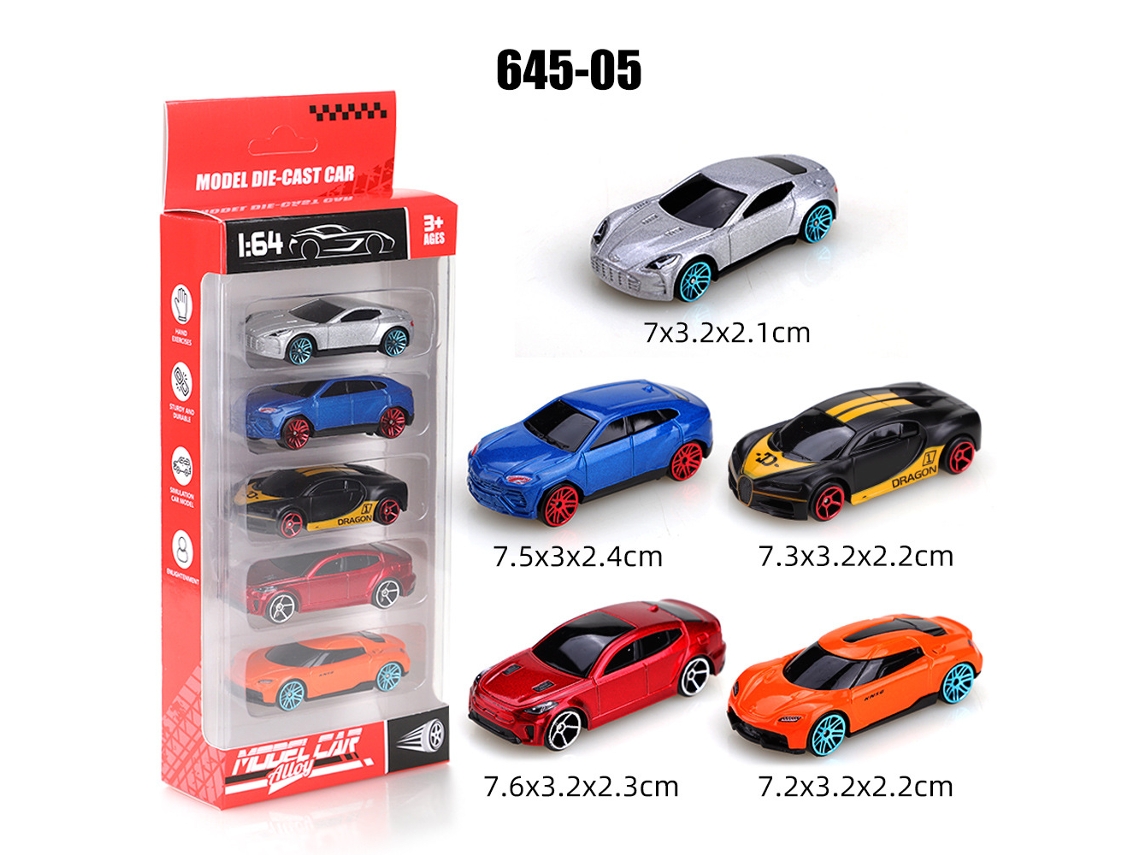 (5 Coches) Mini Coches Deslizantes De Metal Fundido A Presión A Escala 1/64, Juguetes Para Niños