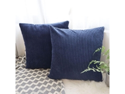 2026-funda De Almohada Decorativa 45x45cm Pack De 2, Tela De Pana, Azul Marino, Para Sofá Cama Carro