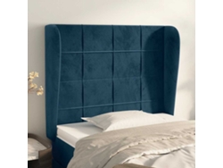 Cabecero De Cama | Panel De Cabecero Con Orejas De Terciopelo Azul Oscuro 103x23x118/128 Cm
