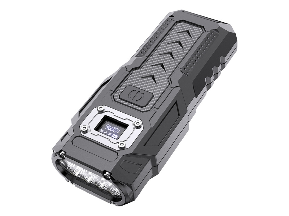 Mini linterna de llavero de alta intensidad con pantalla LCD magnética y luz de doble haz. Mdug