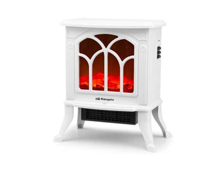 Chimenea eléctrica ORBEGOZO Blanca 1500W con efecto fuego real.