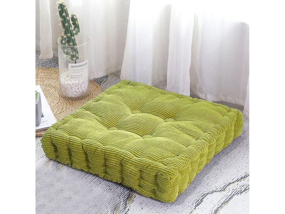 Rebe-almohada Cuadrada Gruesa Para Adultos Niños Salón Dormitorio Balcón Oficina 20x20 Pulgadas Verde