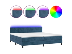 Maison Exclusive - Cama Box Spring Colchón Y Led Terciopelo Azul Oscuro 200x200 Cm