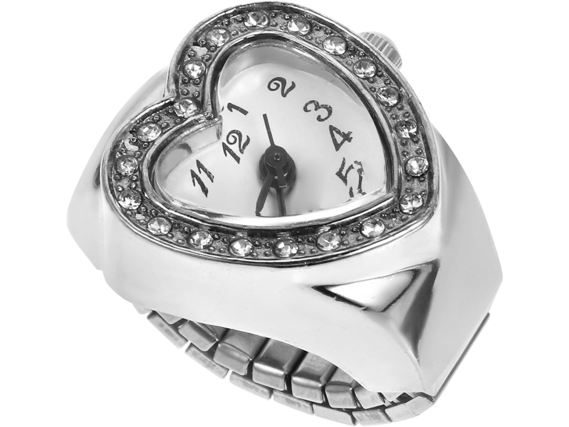 Reloj Anillo Cuarzo Diseño Retro Forma Aleación Plata Cómodo Fiesta Citas Estilo Clásico Elegante Unisex