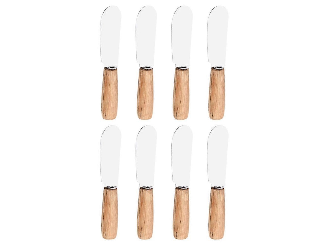 8 Paletas De Mantequilla De Acero Inoxidable Con Mango De Madera Para Untar Mermelada En Hogar Y Panaderías 10,20x2,00x1,00cm