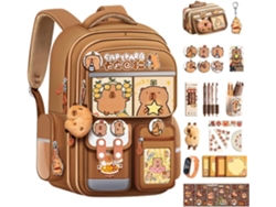 Mochila Capibara Para La Escuela | Libros Escolares Impermeables Para Actividades Al Aire Libre Para Niños Y