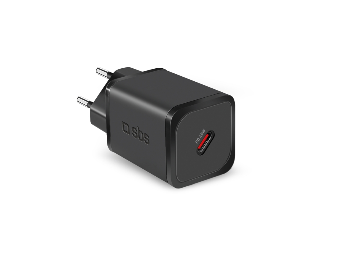 Cargador SBS Miniwall (Gan -Tipo C - 45 W - Negro)
