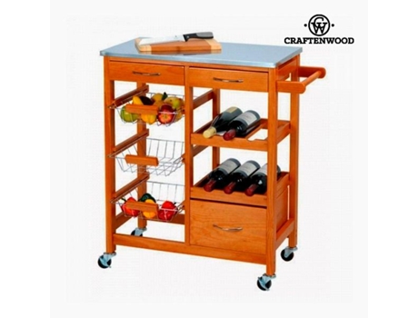 Excellent Houseware Carrito de cocina con 3 cajones madera