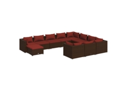 Maison Exclusive - Set Muebles De Jardín 11 Pzas Y Cojines Ratán Sintético Marrón